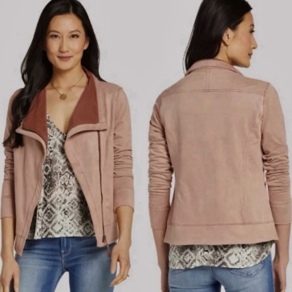 Anthropologie Marrakech Hannah LS Asymmetrical Zip Moto Jacket Faux Suede